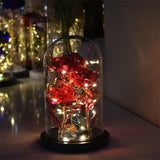 Crystal Rose in LED Glass Dome -  Red