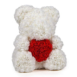 Luxury Rose Bear With Heart - Madeofrose 15-40cm-White-Red