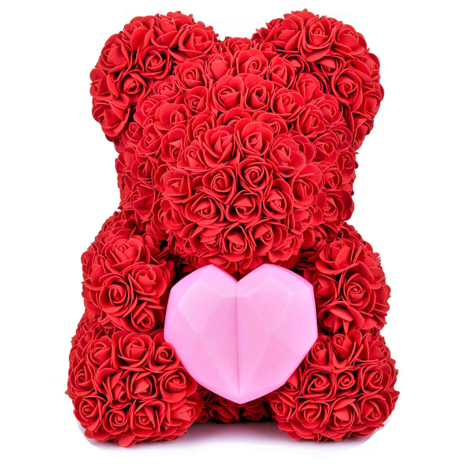 Rose Bear With LED Heart -  15-40cm