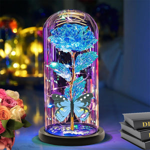 Limited Edition Butterfly Galaxy Rose In Glass Dome [NEW 2025] -  Galaxy-Blue