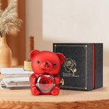 Preserved Rose Bear Box With Engraved Necklace [NEW]