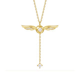Golden Winged Sparkle Lariat Necklace