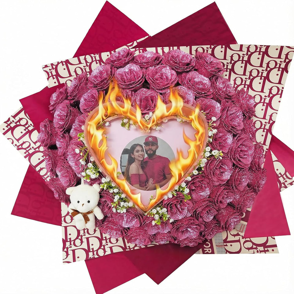 Pink Burn Away Glitter Roses Bouquet