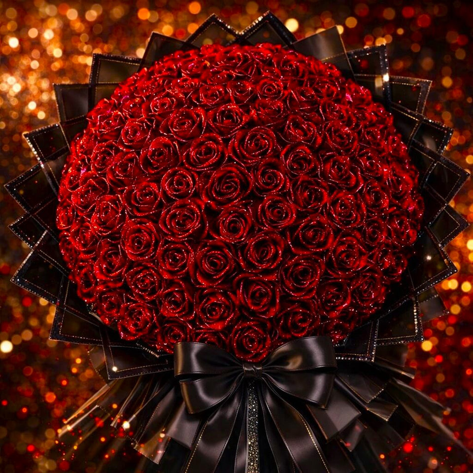 Red_Glitter_Rose_Bouquet Valentine's Day Gift