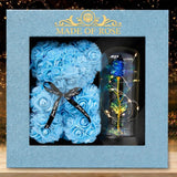 Valentine's Day Gift Bundle Galaxy Rose + Rose Bear Blue [NEW] Madeofrose®